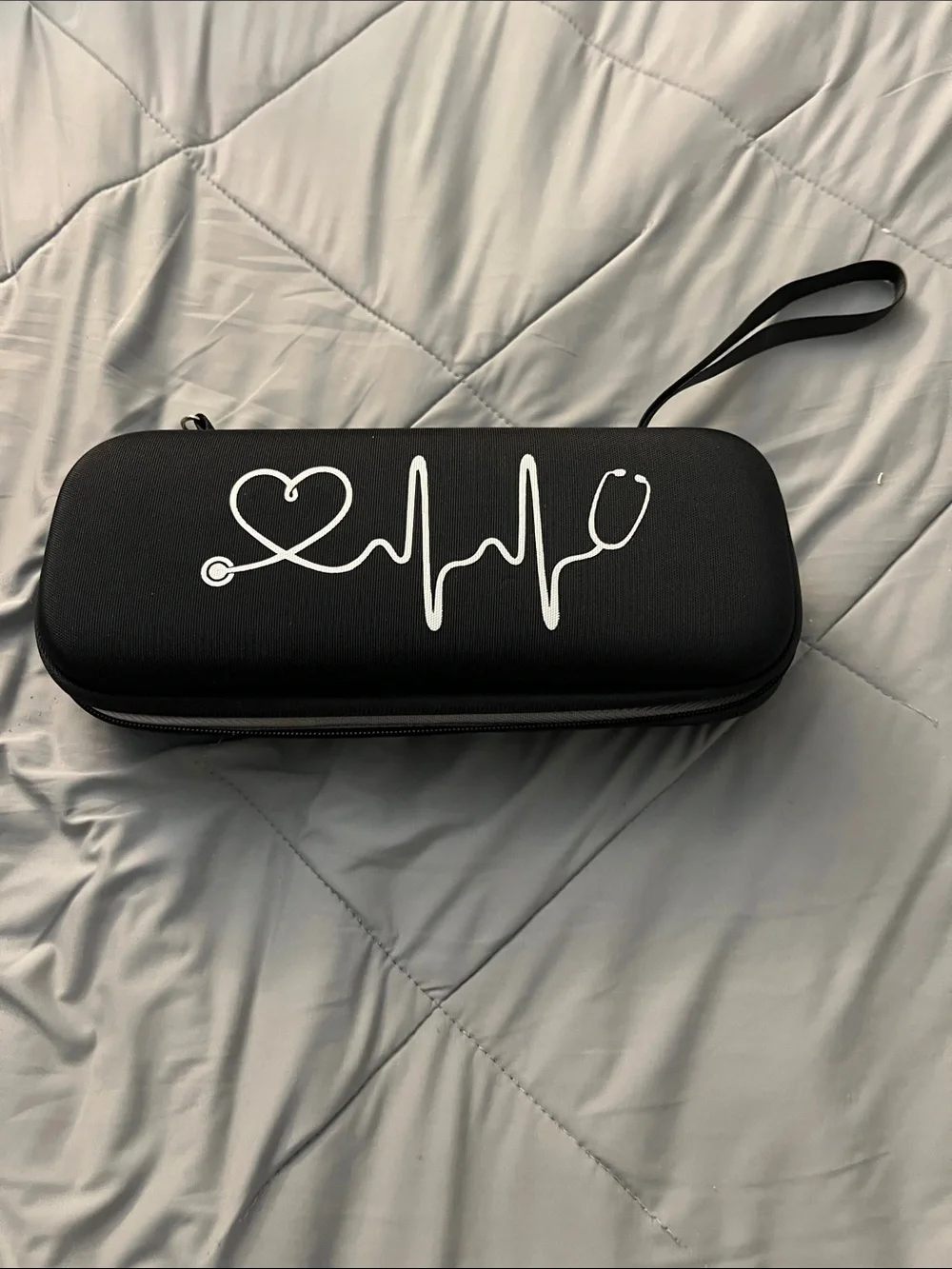 Black Heartbeat Stethoscope Pencil Case
